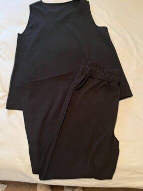 Solid Black Pant Suit, Tank Top & Pants NWOT Size XXL